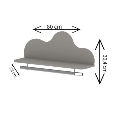 Prateleira Decorativa com Cabideiro 80cm Nuvem Fendi Genialflex