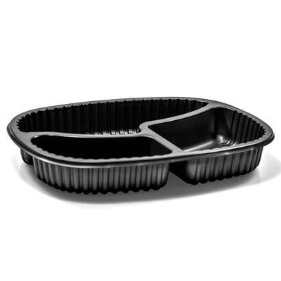 100un Pote Refeição com 3 Divisórias 550ml G355 Preto Freezer Microondas Galvanotek