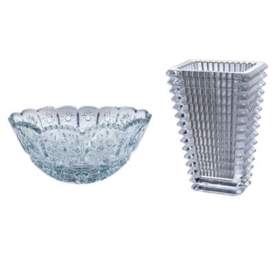 KIT DECORAÇÃO VASO E CENTRO DE MESA VIDRO CRISTAL