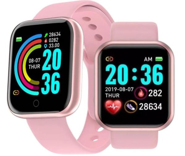 Smartwatch D20S - Monitor de Saúde, Tela HD, e Pulseira DS Rosa