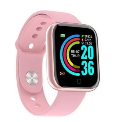Smartwatch D20S - Monitor de Saúde, Tela HD, e Pulseira DS Rosa