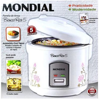 Panela Elétrica De Arroz Mondial 400w 5 Xícaras 127v Branca Npe05