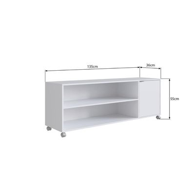 Rack com 1 Porta e Nichos para Televisor 55 polegadas B57 Branco Emovell