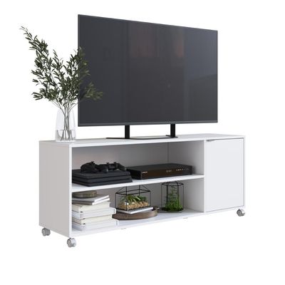 Rack com 1 Porta e Nichos para Televisor 55 polegadas B57 Branco Emovell