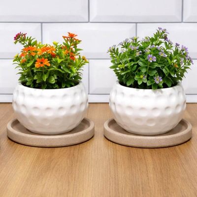 Kit 2 Pratos Pequenos para Vaso de Flor Tramontina Plástico Reciclável Granito Areia Jardim