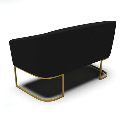 Sofá Namoradeira E Poltrona Base Industrial Dourado Stella Linho Preto A79 D03 - D'rossi