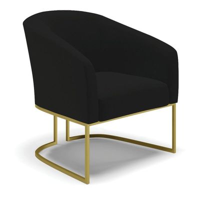 Sofá Namoradeira E Poltrona Base Industrial Dourado Stella Linho Preto A79 D03 - D'rossi