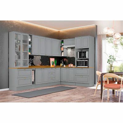 Balcão para Pia 120 cm 2 Portas 3 Gavetas Americana C353 Henn Cinza