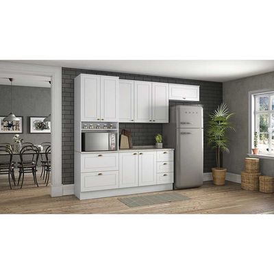 Balcão para Pia 120 cm 2 Portas 3 Gavetas Americana C353 Henn Branco
