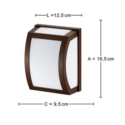 Arandela Oval de Parede Injetada em Termoplástico Marrom 1 Lâmpada E27 Lente Leitosa Luminária Smart Dital