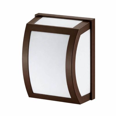 Arandela Oval de Parede Injetada em Termoplástico Marrom 1 Lâmpada E27 Lente Leitosa Luminária Smart Dital