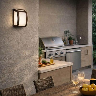 Arandela Oval de Parede Injetada em Termoplástico Marrom 1 Lâmpada E27 Lente Leitosa Luminária Smart Dital