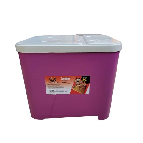 Pote Porta Ração Container 15kg Rosa - Furacão Pet