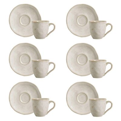 Conjunto De Xícara De Cafezinho Com Pires 06 Peças Orgânico Latte Porto Brasil