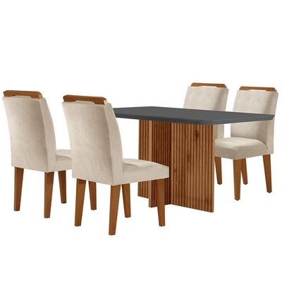 Mesa Olímpia 120cm Em Mdf E 4 Cadeiras Athenas Moderna