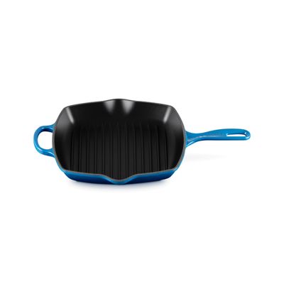 KIT LE CREUSET 2 PANELAS REDONDAS 20 E 24CM GRELHA QUADRADA 26CM EM FERRO ESMALTADO AZURE BLUE