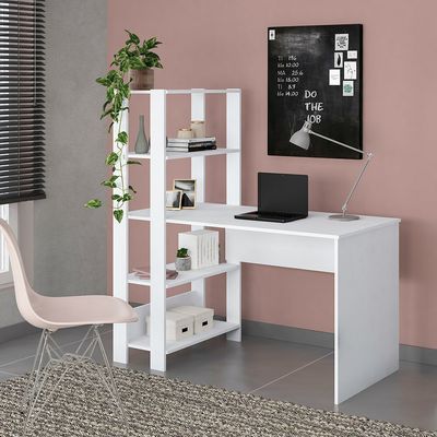 Mesa para Computador Match com 3 Prateleiras Artely Branco