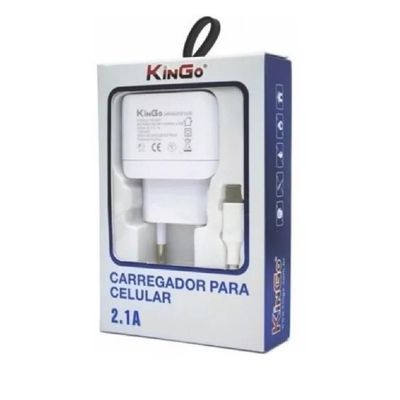Kit Carregador Moto G5 S Plus com Cabo Micro Usb V8 Kingo Branco