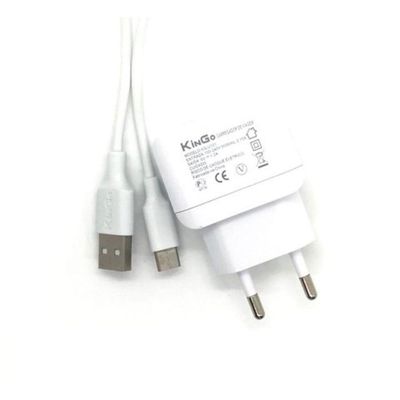 Kit Carregador Moto G5 S Plus com Cabo Micro Usb V8 Kingo Branco