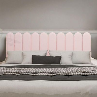 Cabeceira Design Nuvem 20x60cm King Size 10 Placas Em Suede Rosa Bebe