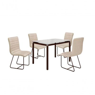 Conjunto Itália Com 4 Cadeiras E Base Tocantins Bm Tubulares Off White-courissimo 133