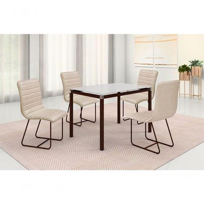 Conjunto Itália Com 4 Cadeiras E Base Tocantins Bm Tubulares Off White-courissimo 133