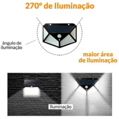 Kit 3 Luminária Solar Parede 100 Led Sensor Iluminaçao Boa