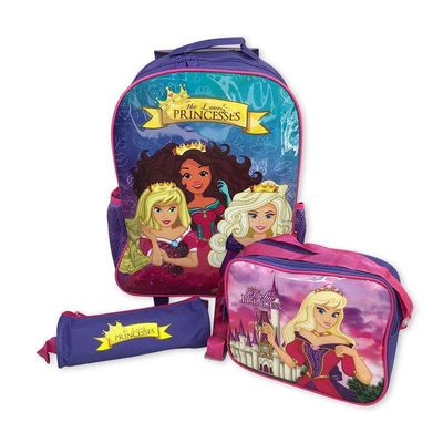 Kit Completo Escolar Princesas Mochila De Rodinhas Lancheira Térmica Estojo