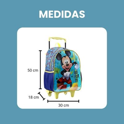 Mochila Mickey Mouse Disney Reforçada Resistente Com Rodinhas 16' - Mickey Mouse - Xeryus 11600