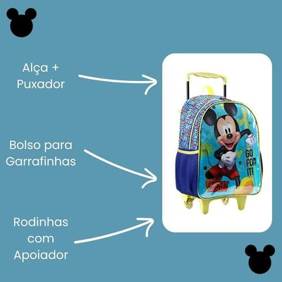 Mochila Mickey Mouse Disney Reforçada Resistente Com Rodinhas 16' - Mickey Mouse - Xeryus 11600