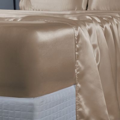 Jogo de Lençol Arya Casal 4 Peças Cetim Charmousse Brilhante Macio - Nude - 100% Poliéster