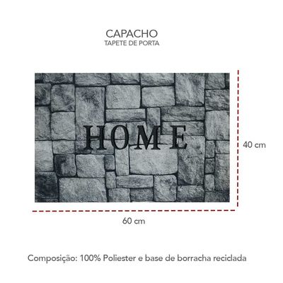 Capacho Tapete de Porta Entrada Home Cinza 40x60cm