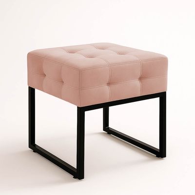 Puff Sala Decorativo Industrial Kit 2 Elisa Veludo Rosê D03 - D'Rossi