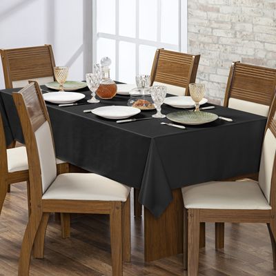 Toalha de Mesa Térmica PVC Impermeável 6 Cadeiras 1,40 x 2,00m PVC e Polietileno - Preto