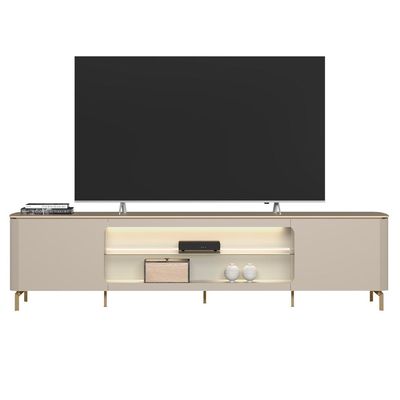 Rack Para Sala de Estar TV 85 Pol Com LED Elysia L05 Off White Fosco - Lyam Decor