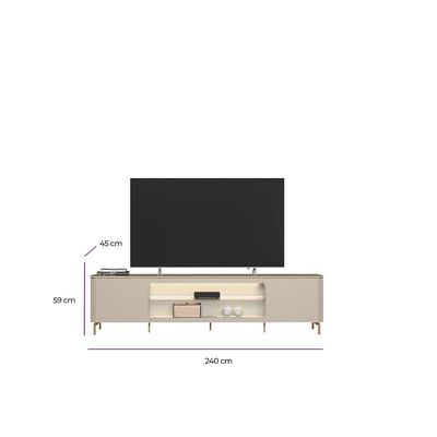 Rack Para Sala de Estar TV 85 Pol Com LED Elysia L05 Off White Fosco - Lyam Decor