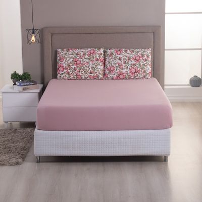 Jogo de Cama Lençol Sonho Bom Solteiro em Malha Algodão 2 Peças - Rosê - 100% Algodão
