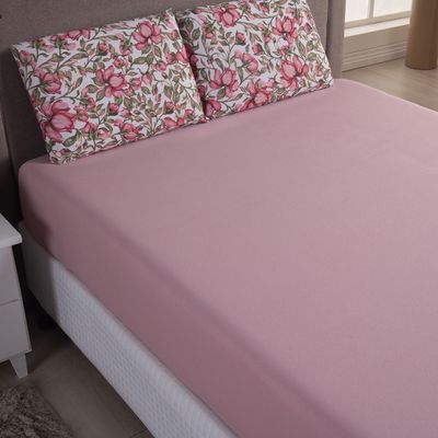 Jogo de Cama Lençol Sonho Bom Solteiro em Malha Algodão 2 Peças - Rosê - 100% Algodão