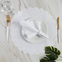 Jogo De Guardanapos Sousplat Americano 12 Peças Bordado Decorativo - Sparta Branco