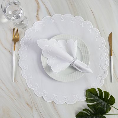 Jogo De Guardanapos Sousplat Americano 12 Peças Bordado Decorativo - Sparta Branco