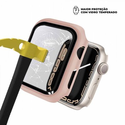 Case para Apple Watch 41MM (Series 7) - Armor - acompanha película integrada na case - Rosa - Gshield