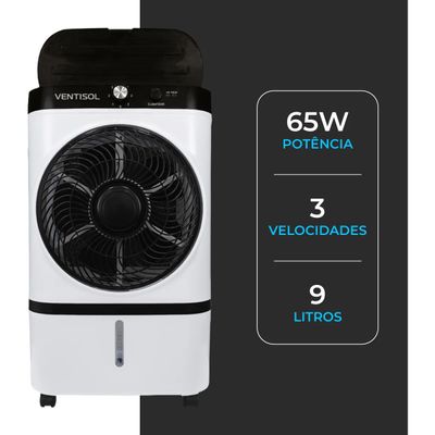 Climatizador Evaporativo Cli09 Ventisol 9 L Gelo Filtro Colmeia Portátil Silencioso 65w Residencial e Comercial 110V