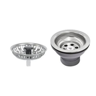 Valvula Tramontina Economica para Pias Cubas e Tanques 3 1/2" sem Escape em Aço Inox e Polipropileno