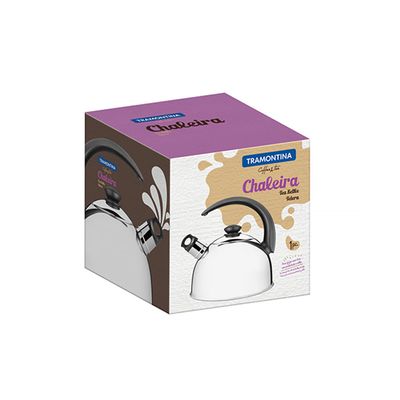 Chaleira com Apito em Inox e Cabo Preto 3L - Tramontina
