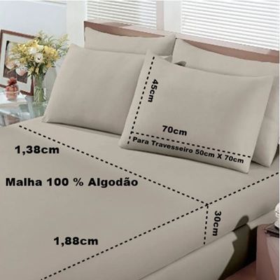 Jogo de Cama Buettner Casal Malha Basic Liso 3  Peças Trigo