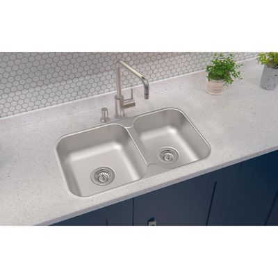 Cuba de embutir/sobrepor Tramontina Isis 2C 34-28 BS em Aço Inox acetinado 69x40 com 2 Cubas