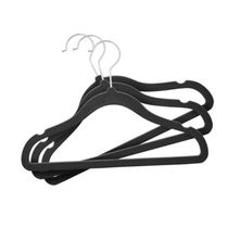 Kit com 60 Cabides Slim Veludo Infantil Preto Gancho Metal
