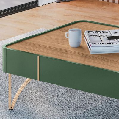 Mesa de Centro Decorativa Sala de Estar Harmony B01 Verde Pistache Freijó - Lyam Decor