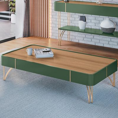 Mesa de Centro Decorativa Sala de Estar Harmony B01 Verde Pistache Freijó - Lyam Decor