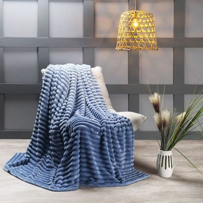 Cobertor Manta Tuffy Ultrasoft Flannel Queen 2,40m x 2,20m Degradê 01 Peça - Sky Azul Marinho